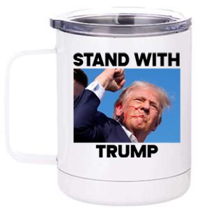 Stand With Trump Fight Gun Shot Fired Rally Shooting 12 oz Stainless Steel Tumbler Cup