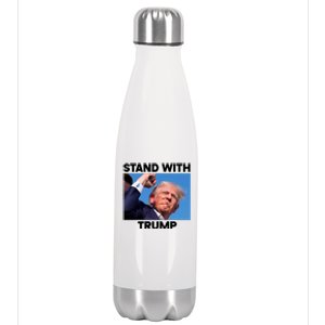 Stand With Trump Fight Gun Shot Fired Rally Shooting Stainless Steel Insulated Water Bottle