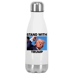 Stand With Trump Fight Gun Shot Fired Rally Shooting Stainless Steel Insulated Water Bottle