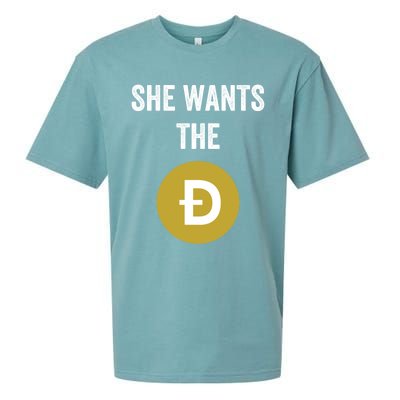 She Wants The D Funny Dogecoin Meme Doge Hodl To The Moon Cool Gift Sueded Cloud Jersey T-Shirt