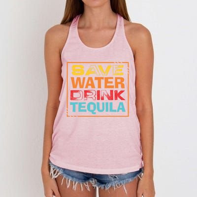 Save Water Tequila Lover Funny Cinco De Mayo Great Gift Women's Knotted Racerback Tank