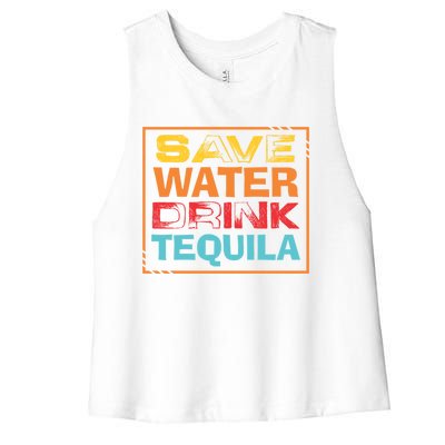 Save Water Tequila Lover Funny Cinco De Mayo Great Gift Women's Racerback Cropped Tank