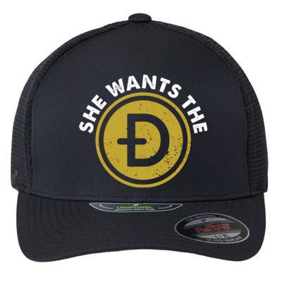 She Wants The D Funny Dogecoin To The Moon Hodl Doge Vintage Gift Flexfit Unipanel Trucker Cap