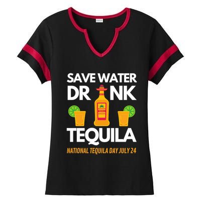 Save Water Tequila National Tequila Day Gift Ladies Halftime Notch Neck Tee