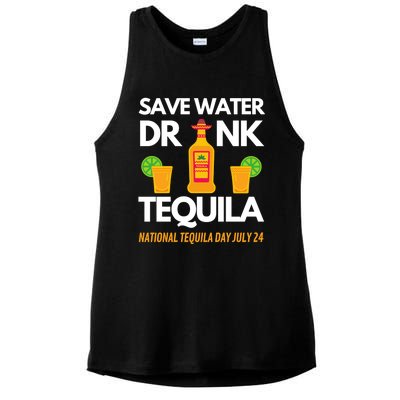 Save Water Tequila National Tequila Day Gift Ladies PosiCharge Tri-Blend Wicking Tank