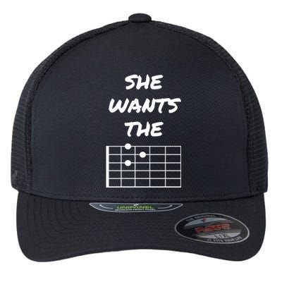 She Wants The D Guitarist Musician Gift Flexfit Unipanel Trucker Cap