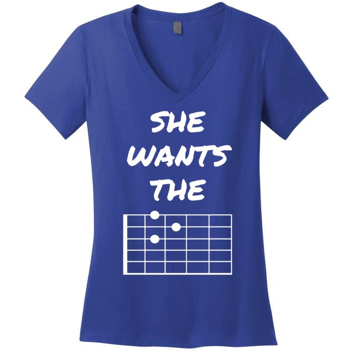 She Wants The D Guitarist Musician Gift Women's V-Neck T-Shirt