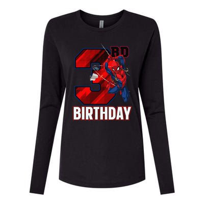 Spider Web Three 3 Years Old ItS My 3rd Birthday Womens Cotton Relaxed Long Sleeve T-Shirt