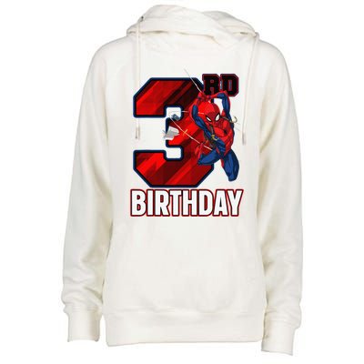 Spider Web Three 3 Years Old ItS My 3rd Birthday Womens Funnel Neck Pullover Hood