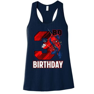 Spider Web Three 3 Years Old ItS My 3rd Birthday Women's Racerback Tank