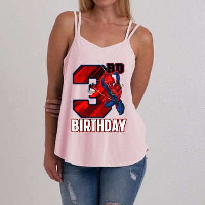 Spider Web Three 3 Years Old ItS My 3rd Birthday Women's Strappy Tank