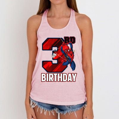 Spider Web Three 3 Years Old ItS My 3rd Birthday Women's Knotted Racerback Tank