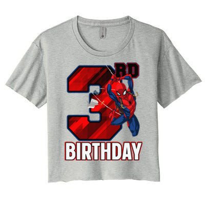 Spider Web Three 3 Years Old ItS My 3rd Birthday Women's Crop Top Tee