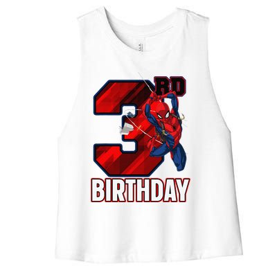 Spider Web Three 3 Years Old ItS My 3rd Birthday Women's Racerback Cropped Tank