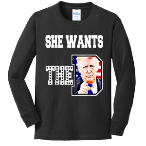 She Wants The D Donald Trump 2024 Kids Long Sleeve Shirt