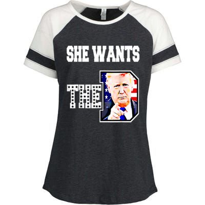 She Wants The D Donald Trump 2024 Enza Ladies Jersey Colorblock Tee