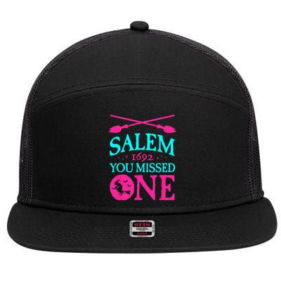 Salem Witch Trials 1692 You Missed One Witch Halloween 7 Panel Mesh Trucker Snapback Hat