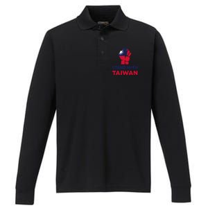 Stand With Taiwan Fist Gift Performance Long Sleeve Polo