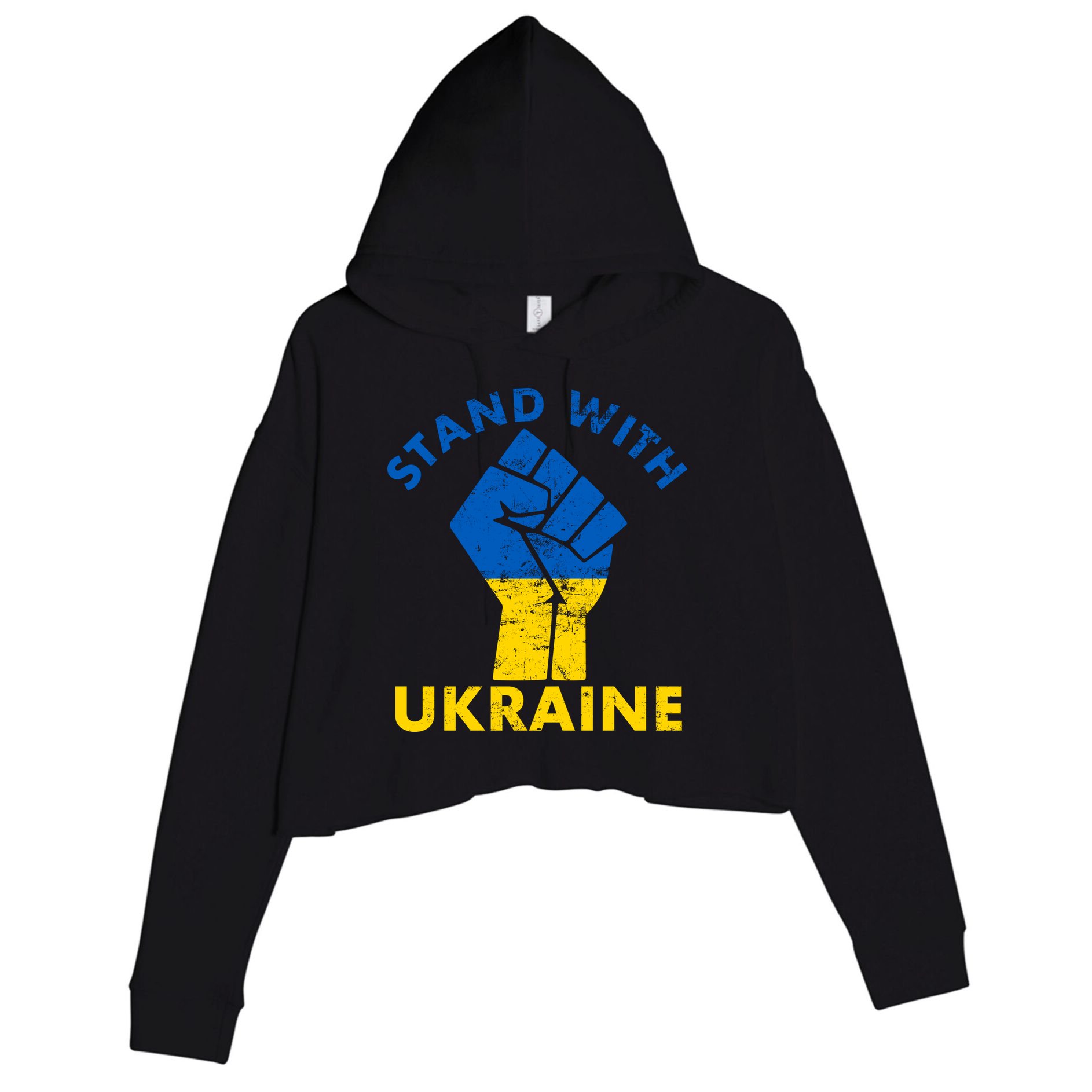 Stand With Ukraine Support Ukraine Free Ukraine Crop Fleece Hoodie