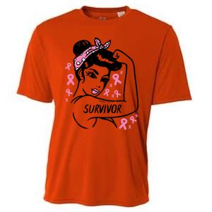 Survivor Warrior Unbreakable Ribbon Breast Cancer Awareness Gift Cooling Performance Crew T-Shirt