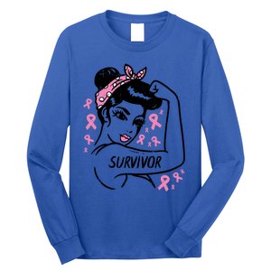 Survivor Warrior Unbreakable Ribbon Breast Cancer Awareness Gift Long Sleeve Shirt