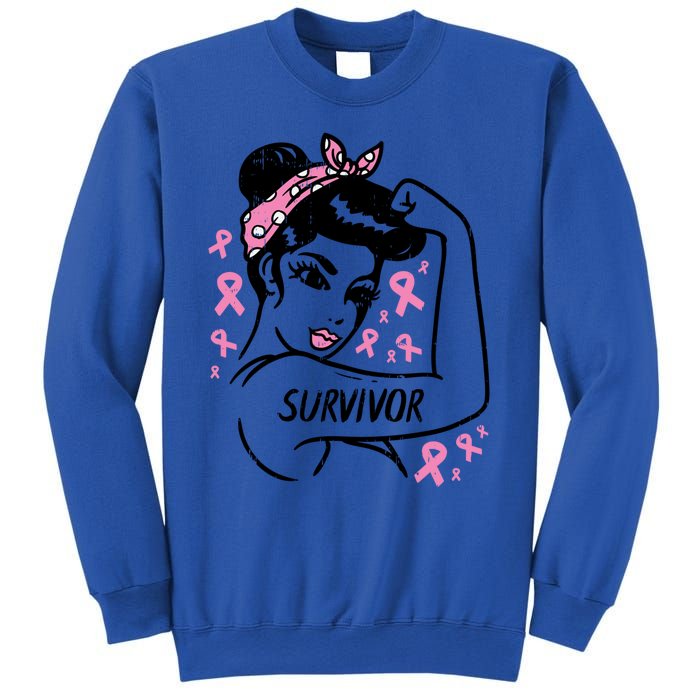 Survivor Warrior Unbreakable Ribbon Breast Cancer Awareness Gift Sweatshirt