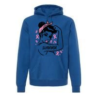 Survivor Warrior Unbreakable Ribbon Breast Cancer Awareness Gift Premium Hoodie