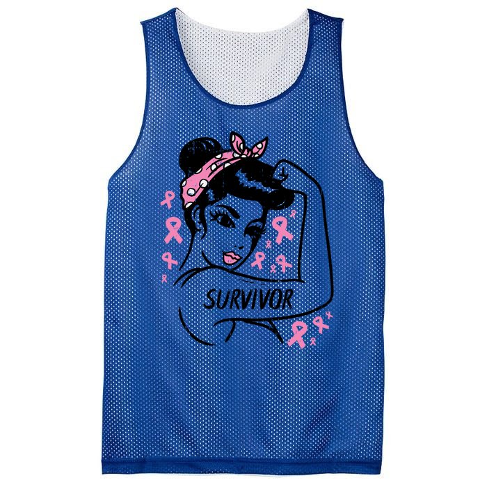 Survivor Warrior Unbreakable Ribbon Breast Cancer Awareness Gift Mesh Reversible Basketball Jersey Tank