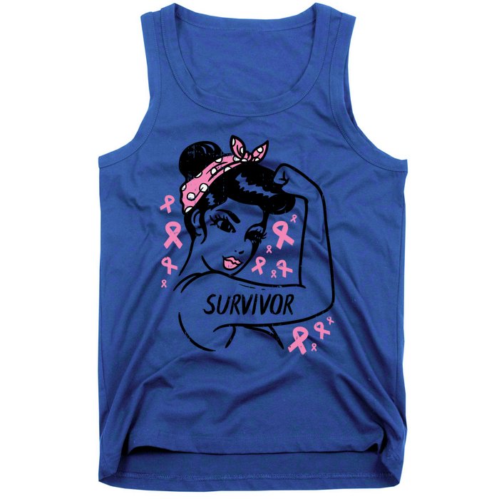 Survivor Warrior Unbreakable Ribbon Breast Cancer Awareness Gift Tank Top