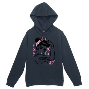 Survivor Warrior Unbreakable Ribbon Breast Cancer Awareness Gift Urban Pullover Hoodie