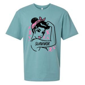 Survivor Warrior Unbreakable Ribbon Breast Cancer Awareness Gift Sueded Cloud Jersey T-Shirt