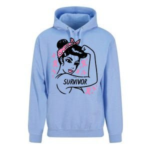 Survivor Warrior Unbreakable Ribbon Breast Cancer Awareness Gift Unisex Surf Hoodie