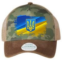 Stand With Ukraine Distressed Coat Of Arms Crest Flag Legacy Tie Dye Trucker Hat