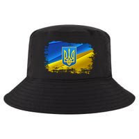 Stand With Ukraine Distressed Coat Of Arms Crest Flag Cool Comfort Performance Bucket Hat
