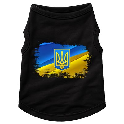 Stand With Ukraine Distressed Coat Of Arms Crest Flag Doggie Tank