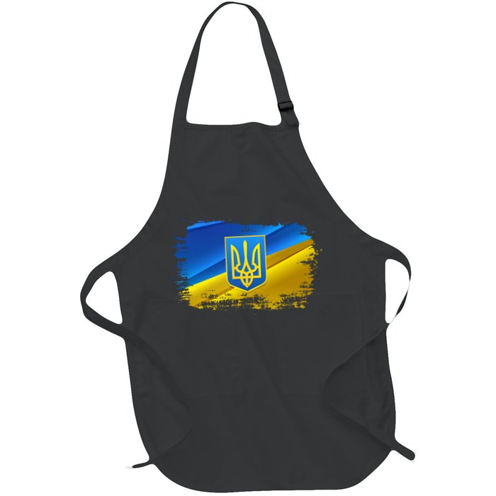 Stand With Ukraine Distressed Coat Of Arms Crest Flag Apron