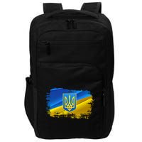 Stand With Ukraine Distressed Coat Of Arms Crest Flag Impact Tech Backpack