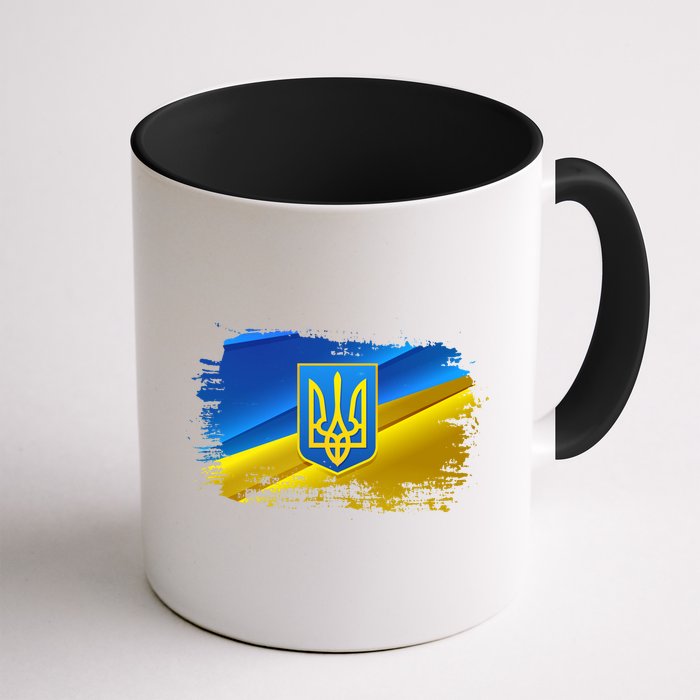 Stand With Ukraine Distressed Coat Of Arms Crest Flag Mug