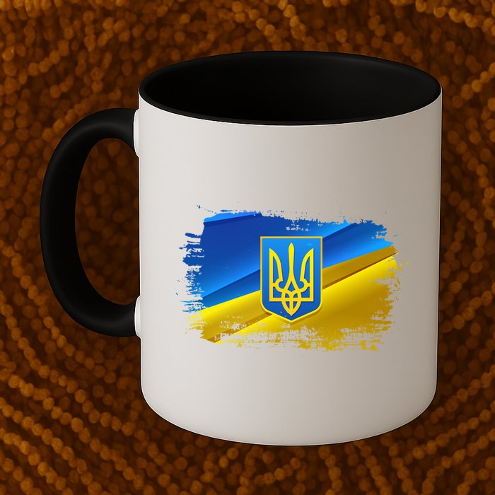 Stand With Ukraine Distressed Coat Of Arms Crest Flag Mug