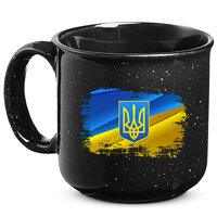 Stand With Ukraine Distressed Coat Of Arms Crest Flag 15oz Campfire Ceramic Mug