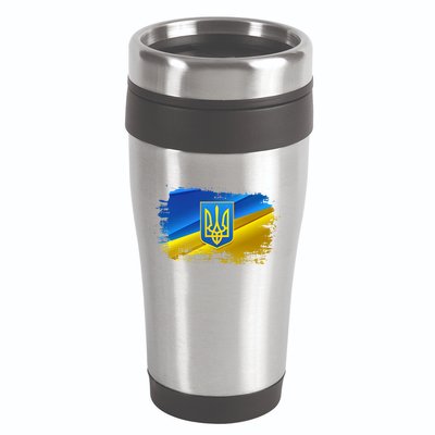 Stand With Ukraine Distressed Coat Of Arms Crest Flag 16oz Travel Tumbler