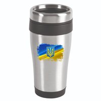 Stand With Ukraine Distressed Coat Of Arms Crest Flag 16oz Travel Tumbler