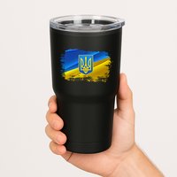 Stand With Ukraine Distressed Coat Of Arms Crest Flag Tumbler