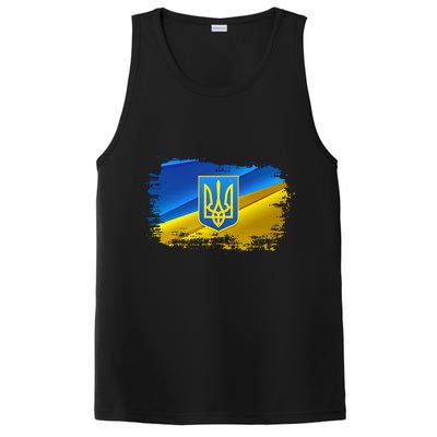 Stand With Ukraine Distressed Coat Of Arms Crest Flag PosiCharge Competitor Tank