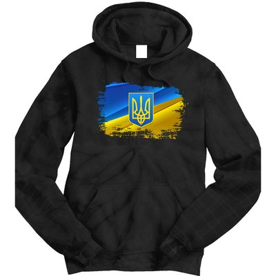 Stand With Ukraine Distressed Coat Of Arms Crest Flag Tie Dye Hoodie