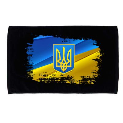 Stand With Ukraine Distressed Coat Of Arms Crest Flag Microfiber Hand Towel