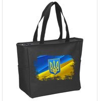Stand With Ukraine Distressed Coat Of Arms Crest Flag Zip Tote Bag
