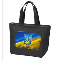 Stand With Ukraine Distressed Coat Of Arms Crest Flag Zip Tote Bag