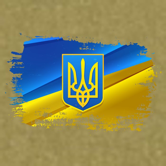Stand With Ukraine Distressed Coat Of Arms Crest Flag Garment-Dyed Women's Muscle Tee