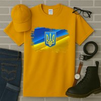 Stand With Ukraine Distressed Coat Of Arms Crest Flag Tall T-Shirt